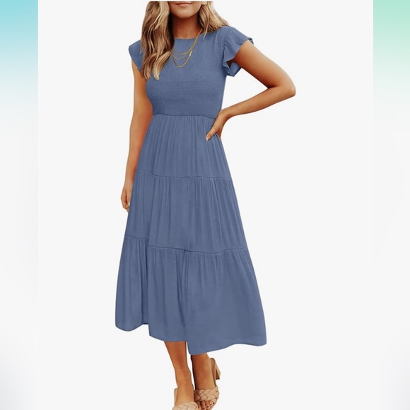 Zesica Casual Flutter Sleeve Midi Dress | Size: Small - Picture 1 of 4